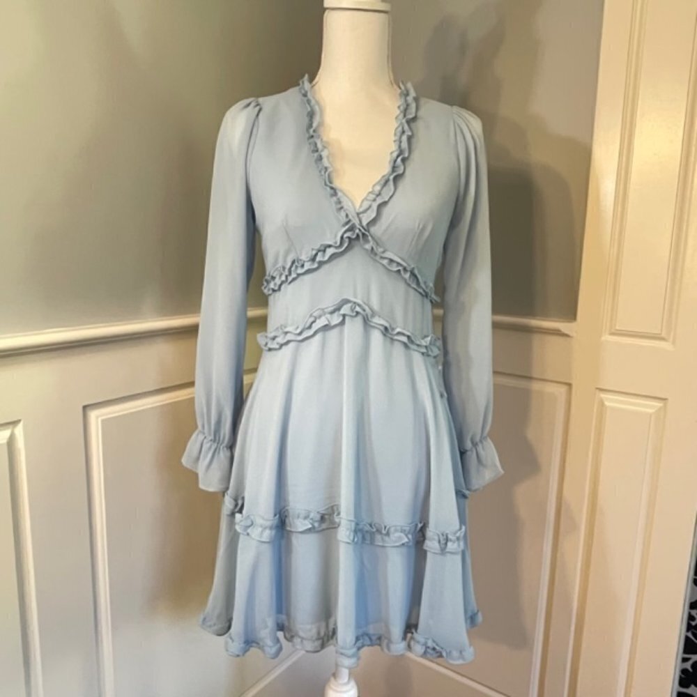 B. Darlin Chiffon Tiered Ruffled Dress 3 4 New - Picture 2 of 8